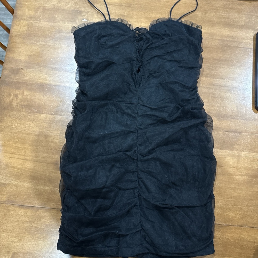 Fiesta Black Ruched Mini Dress
